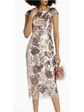 Marchesa Notte Sequin Midi Dress Size 14 New